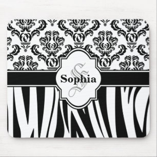Vintage-Damask-Kühle-Zebrastreifen Mousepad