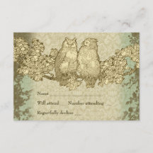 Vintage Damask M. et Mme Owl rsvp avec enveloppe
