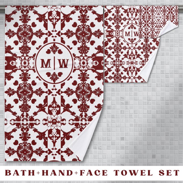 Vintage-Damask-Monogramm  Badhandtuch Set (Von Creator hochgeladen)