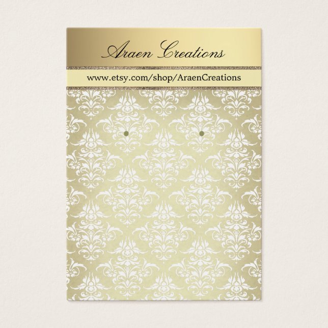 Vintage Damask Muster Ohrringe Grafikkarte (Vorderseite)