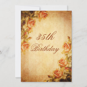 Vintage Damask Shabby Chic Pfirsichrosen 35. Einladung