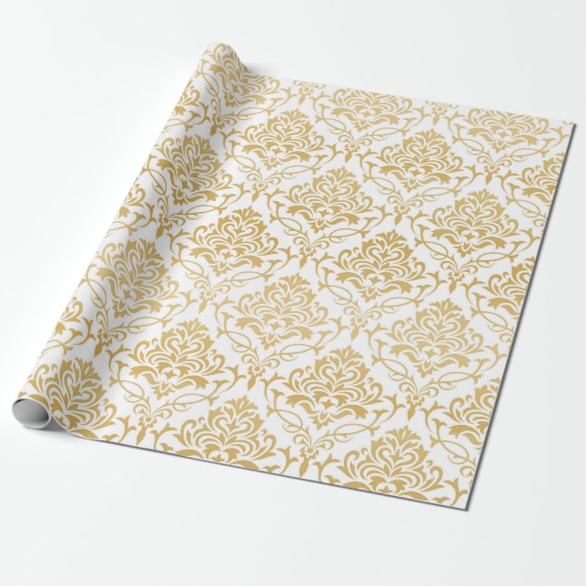 Vintage Damasken aus Gold Geschenkpapier (Ungerollt)