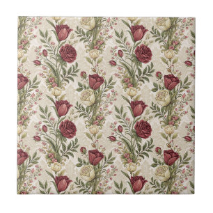 Vintage-Damaskrosengarten-Blumenmuster-Kunstwerk Fliese