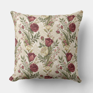 Vintage-Damaskrosengarten-Blumenmuster-Kunstwerk Kissen