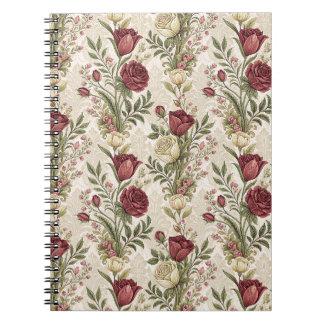 Vintage-Damaskrosengarten-Blumenmuster-Kunstwerk Notizblock