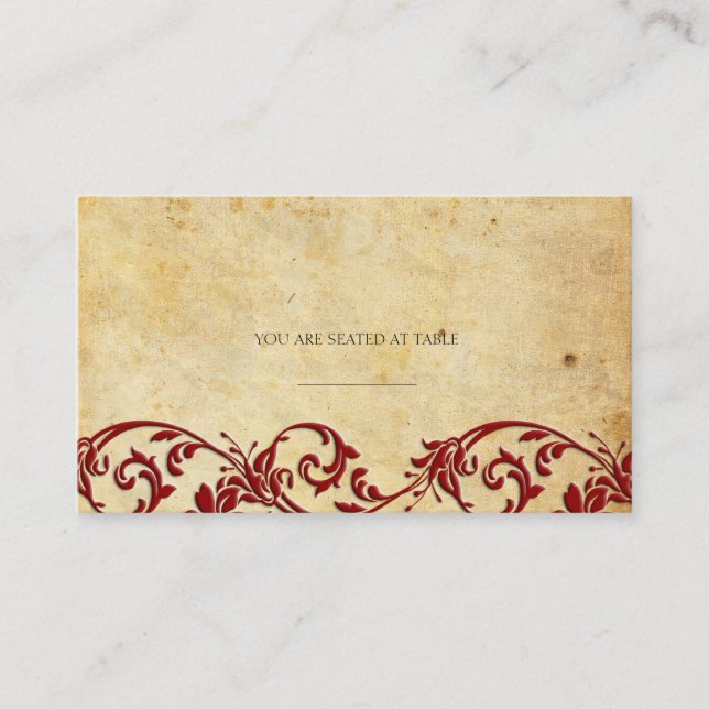Vintage Damaskus Swirl-Hochzeitsplätze Platzkarte (Vorderseite)