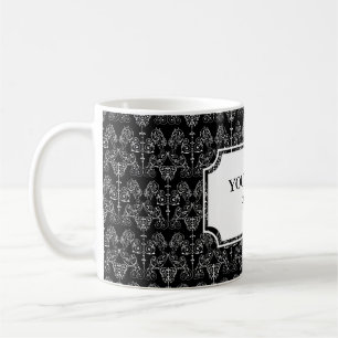 Vintage Damaskus-Tapete - weiß + Ihr Backgr. Kaffeetasse