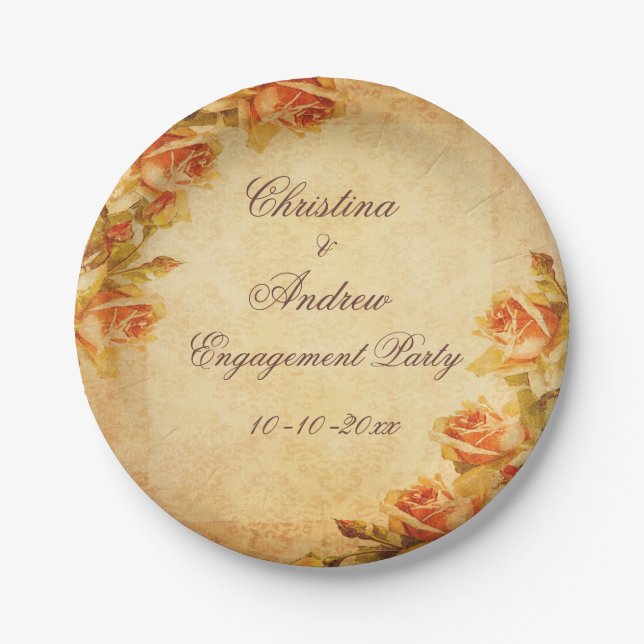 Vintage Damast-Shabby Pappteller (Vorderseite)