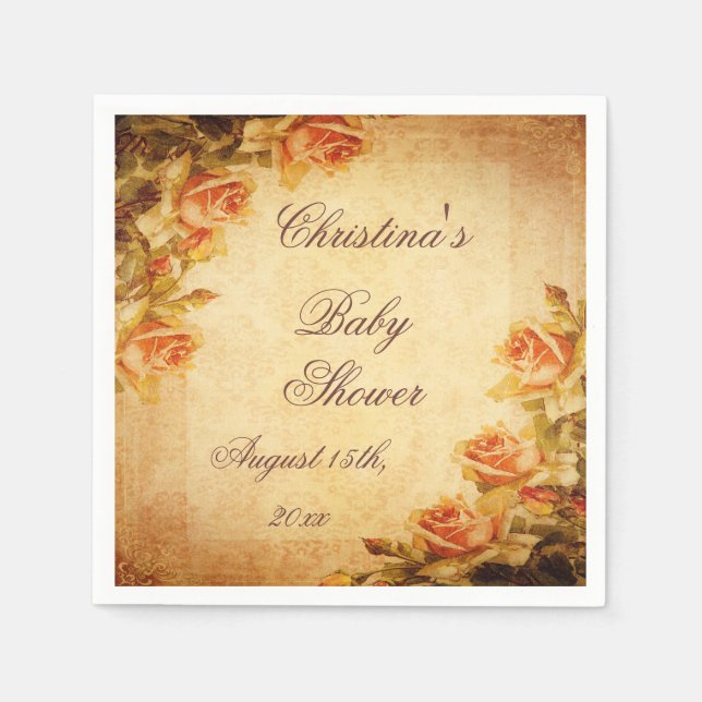 Vintage Damast-Shabby Serviette (Vorderseite)