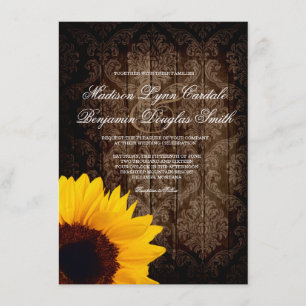 Vintage Damast-Sonnenblume-rustikale Einladung