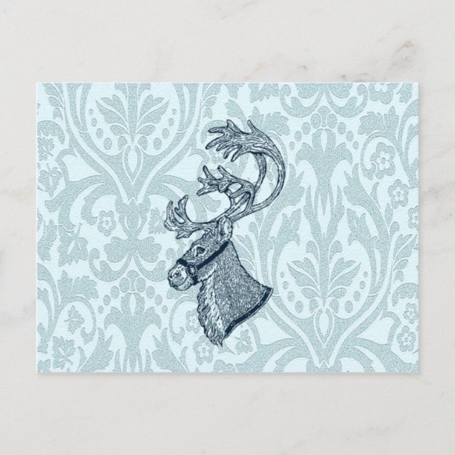 Vintage Damastraenke Feiertagspostkarte (Vorderseite)