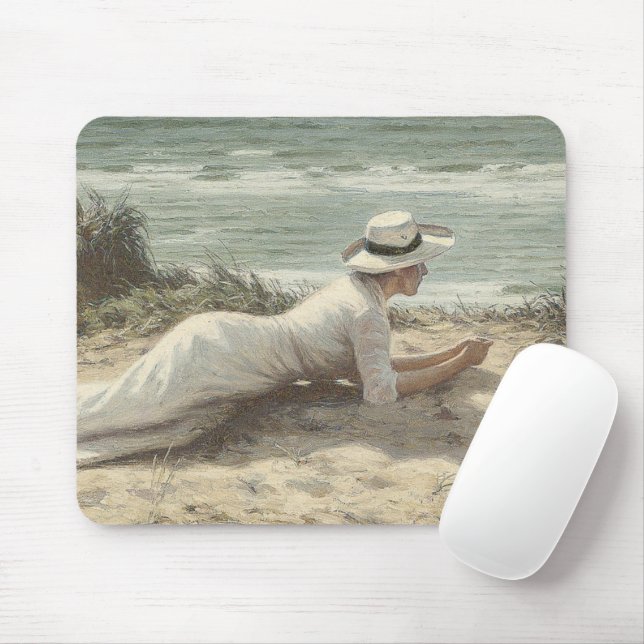 Vintage-Dame am Strand Mousepad (Mit Mouse)