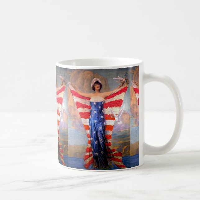 Vintage Dame der Freiheits-patriotischen Kaffeetasse (Rechts)