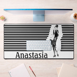 Vintage dame en noir et blanc