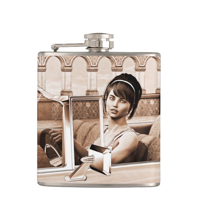 Vintage Dame Flachmann (Vorderseite)