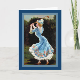 Vintage Dame Golfing Karte