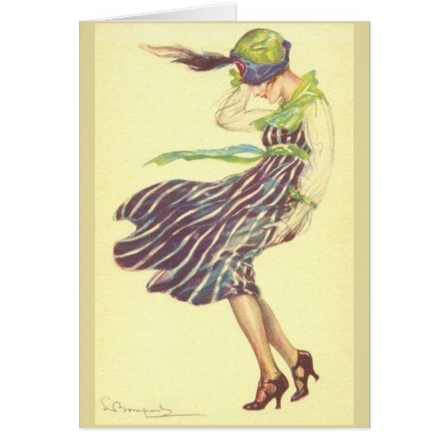 Vintage dame le jour du Vent, (Devant)