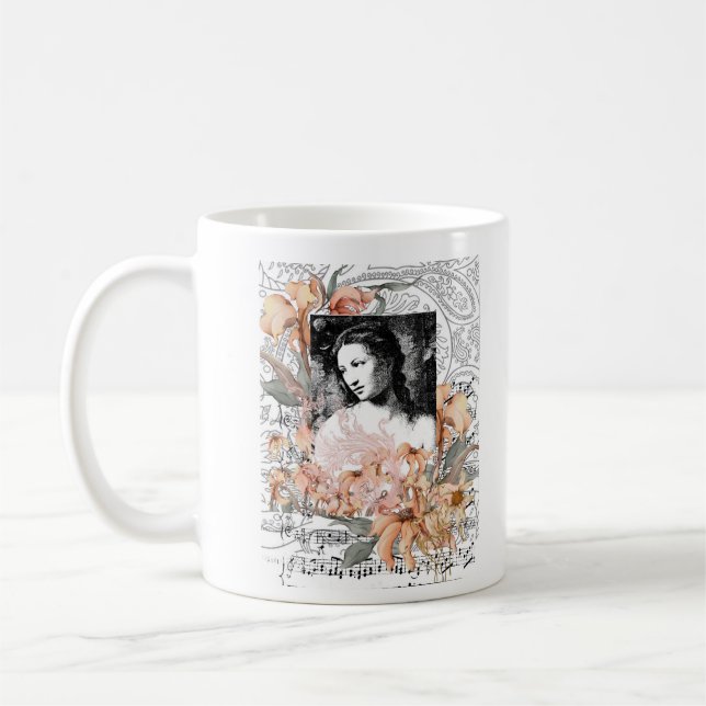 Vintage Dame mit Blume Kaffeetasse (Links)