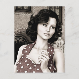 Vintage-Dame Postkarte