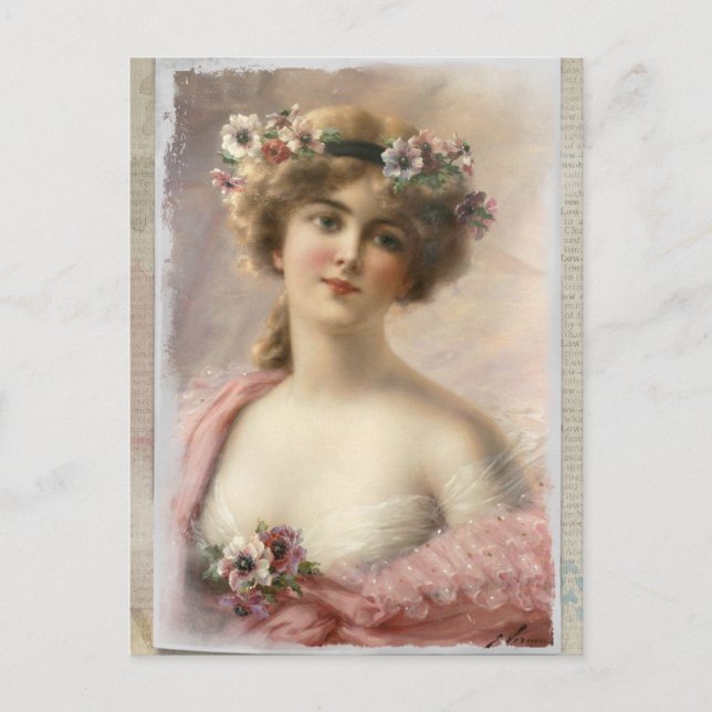 Vintage Dame Postkarte (Vorderseite)
