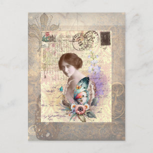 Vintage-Dame Postkarte