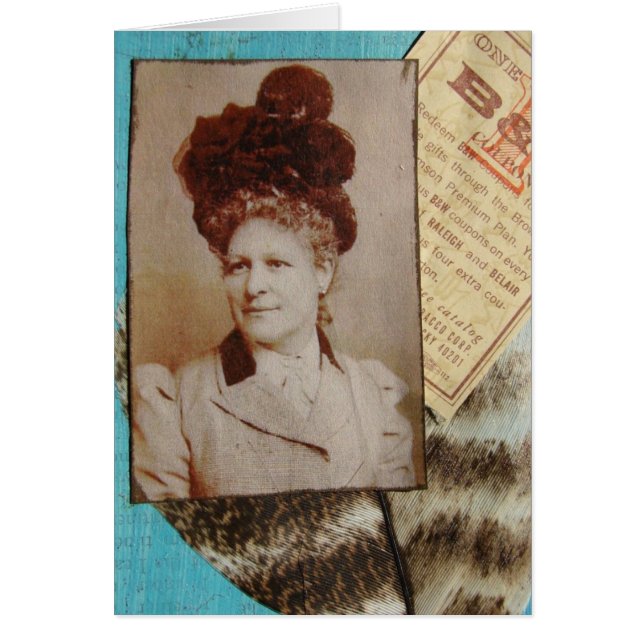 Vintage dame, Turquie Collage de plumes (Devant)