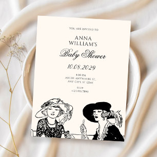 Vintage-Damen-Babyshower Einladung