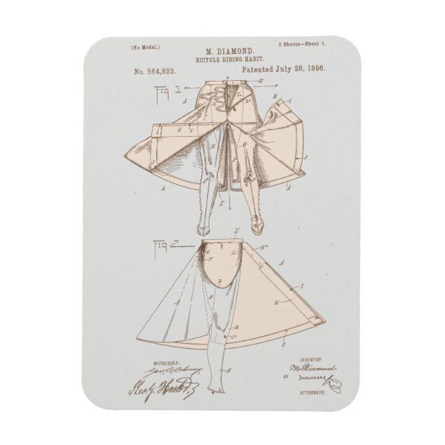 Vintage Damen Fahrradfahrerin Patent Magnet (Vertikal)
