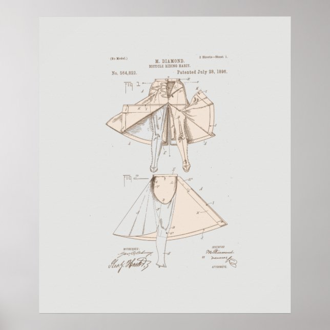 Vintage Damen Fahrradfahrerin Patent Poster (Vorne)