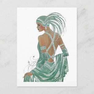 Vintage Damen Going Green Kunstprint Postkarte