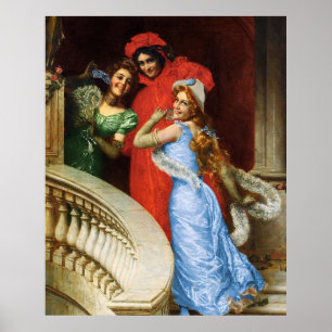 Vintage Damen in Rot-Grün bei Masquerade Poster
