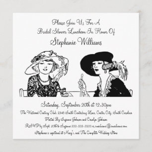 Vintage Damen mit Hut-elegantem Brautparty Einladung