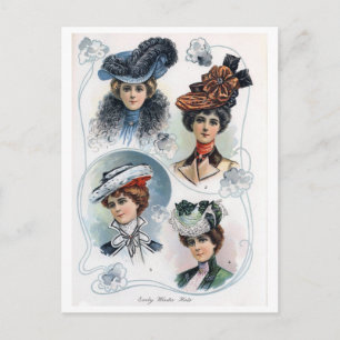 Vintage-Damen mit Hüten Postkarte