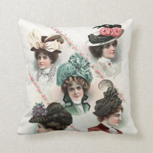 Vintage Damen-Mode-viktorianisches Hut-Kissen Kissen