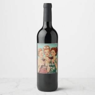 Vintage Damen Toasting mit Wein Weinetikett