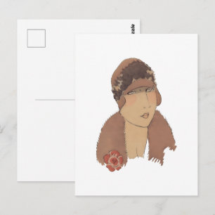 Vintage Damenhut Mode, 2 Postkarte