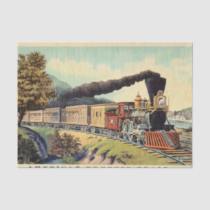 Vintage Dampfbahn, Postkarte Vs 2 Seidenpapier