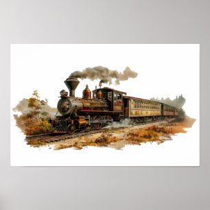 Vintage Dampflandschaft Poster