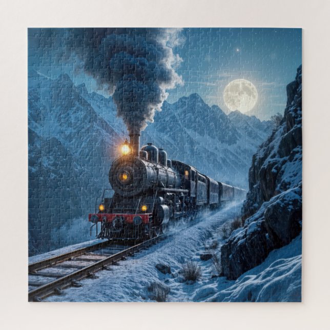Vintage Dampflokomotive im Mondlicht (Vertikal)