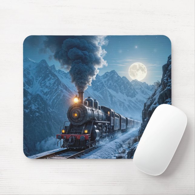 Vintage Dampflokomotive im Mondlicht Mousepad (Mit Mouse)