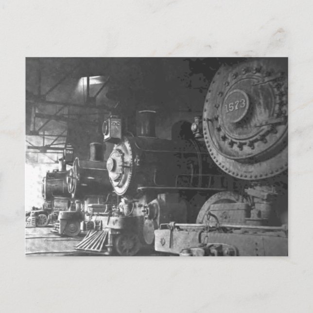 Vintage Dampflokomotive Postkarte (Vorderseite)