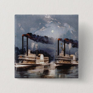 Vintage-Dampfschifffahren auf dem Mississippi Button