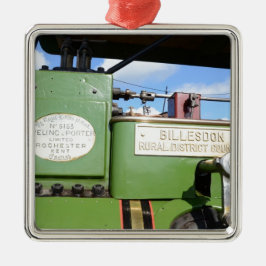 Vintage Dampfwalze Silbernes Ornament