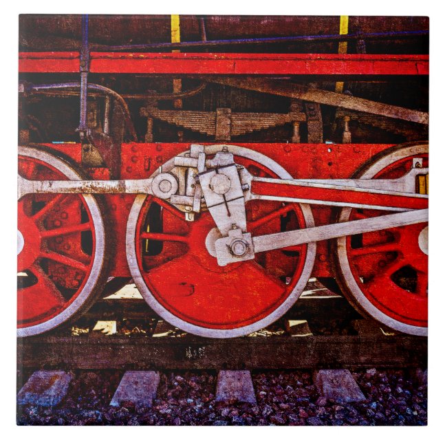 Vintage Dampfzugräder Fliese (Vorderseite)