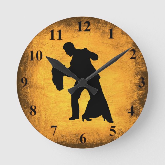 Vintage Dance Couple Silhouette Wall Clock Runde Wanduhr (Vorderseite)