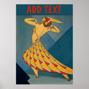 Vintage Dancer, ajouter, modifier le texte Affiche