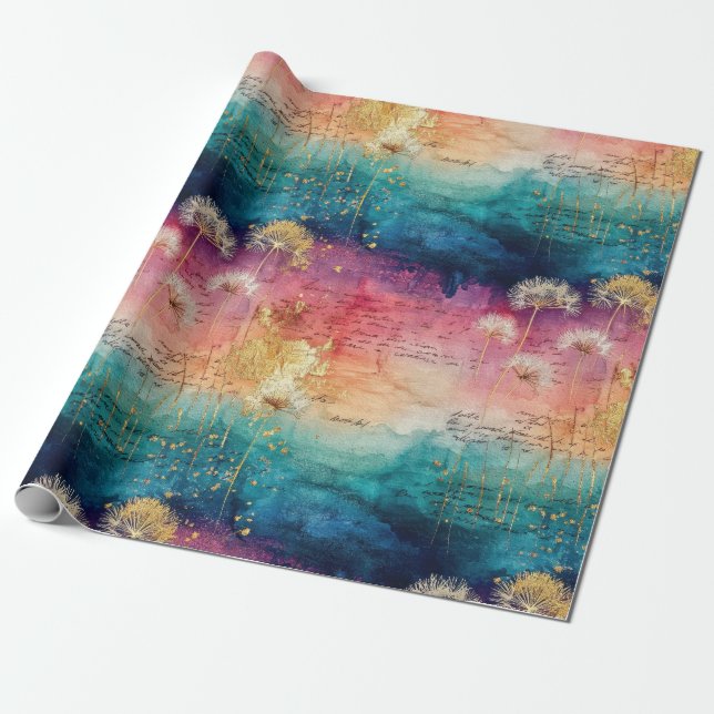 Vintage Dandelion Abstract Pattern (1) Geschenkpapier (Ungerollt)