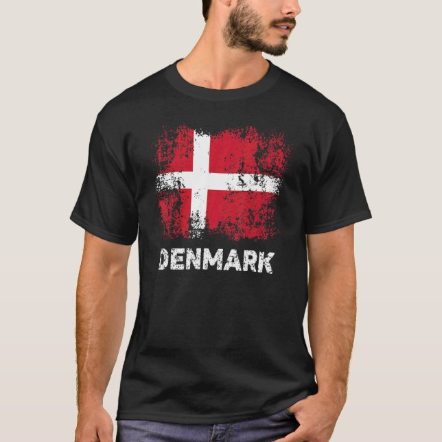 Vintage dänische Flagge - Patriotische Dänemark-Fl T-Shirt (Vorderseite)