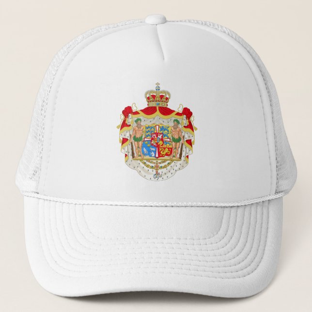 Vintage dänische Königliche Wappen Dänemarks Truckerkappe (Vorderseite)