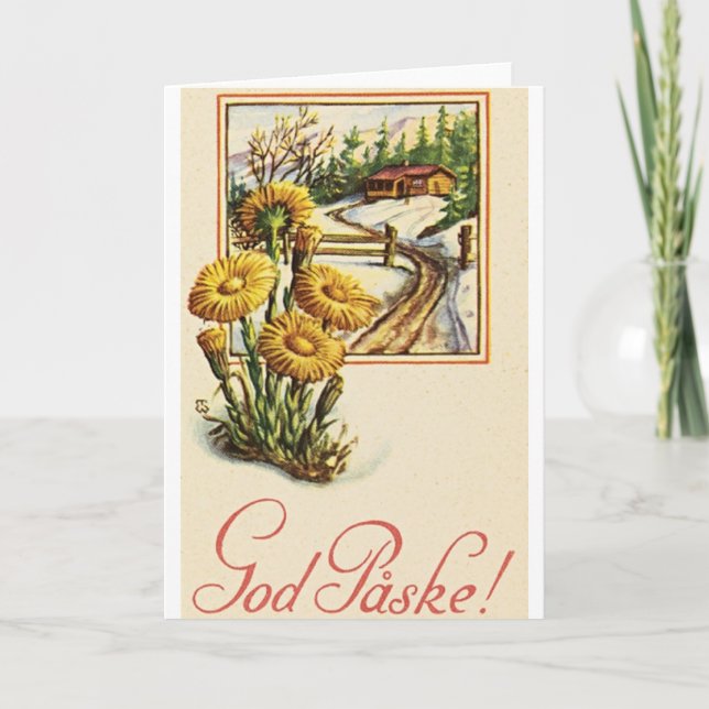 Vintage dänische Osterkarte Feiertagskarte (Vorderseite)